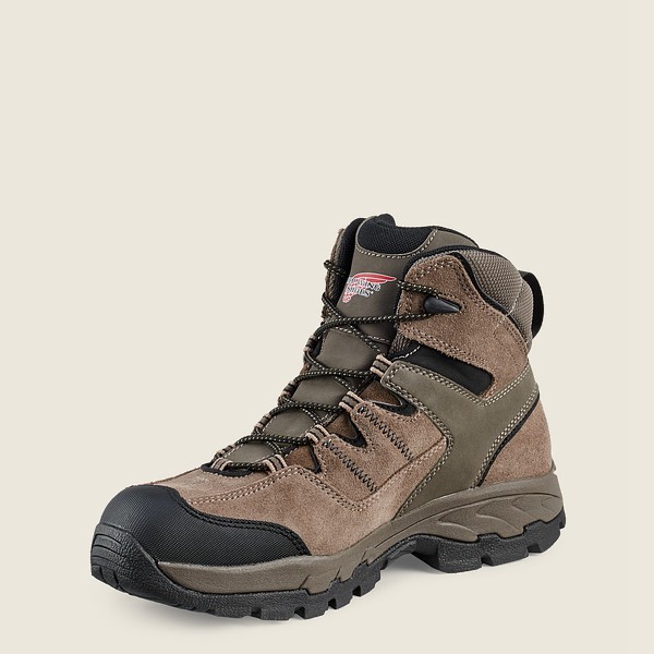 Mens Red Wing Truhiker - 6-inch Waterproof Safety Toe - Hiking Boots Grey Brown - GQN956471